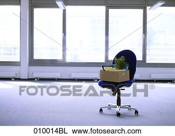 Stock Photo - empty office space 
with blue chair 
and moving box. 
fotosearch - search 
stock photos, 
pictures, images, 
and photo clipart
