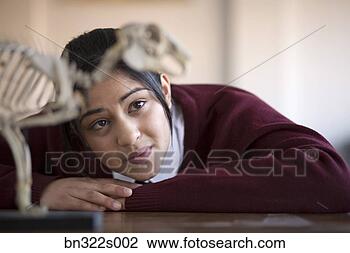 Stock Photo - teenage girl looking 
at animal fossil. 
fotosearch - search 
stock photos, 
pictures, images, 
and photo clipart
