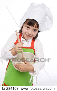 Stock Photo - girl in chef costume. 
fotosearch - search 
stock photos, 
pictures, images, 
and photo clipart