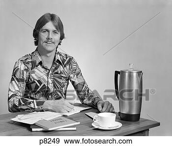 Stock Photograph - 1970s smiling 
portrait male 
with sparse mustache 
& hair parted 
in. fotosearch 
- search stock 
photos, pictures, 
images, and photo 
clipart