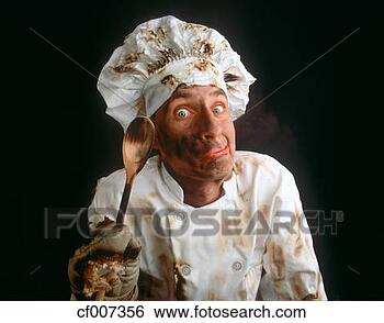 Stock Photo - character chef
with funny face
holding spoon
looking dirty
and. fotosearch
- search stock
photos, pictures,
images, and photo
clipart