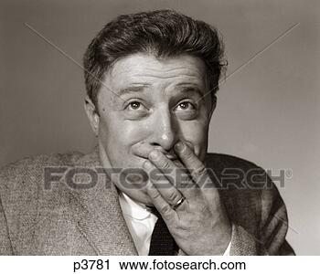 Stock Photography - 1960s portrait 
of man with hands 
on face eyes bugged 
looking sick. 
fotosearch - search 
stock photos, 
pictures, images, 
and photo clipart