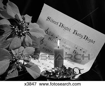 Picture - 1960s sheet music 
of silent night 
lighted by candle 
in holder. fotosearch 
- search stock 
photos, pictures, 
images, and photo 
clipart