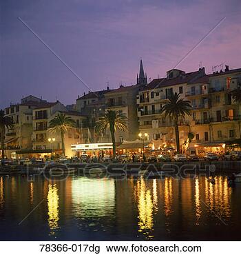 Stock Photo - harbor at night 
with colored lights, 
corsica. fotosearch 
- search stock 
photos, pictures, 
images, and photo 
clipart