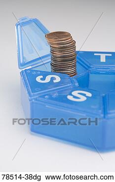 Stock Photo - coins on pill 
dispenser. fotosearch 
- search stock 
photos, pictures, 
images, and photo 
clipart
