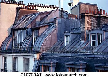 Banco de Imagem - hotel,  telhados, 
 paris,  frança. 
fotosearch - busca 
de fotos, imagens 
e clipart