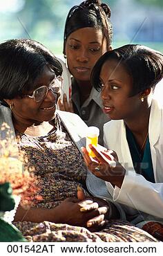 Stock Photo - home care nurse 
explaining medication 
to patient outdoors. 
fotosearch - search 
stock photos, 
pictures, images, 
and photo clipart