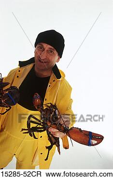 Stock Photo - a lobster fisherman 
holding two lobsters. 
fotosearch - search 
stock photos, 
pictures, images, 
and photo clipart