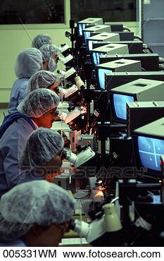 Stock Photo - line of researchers 
looking through 
microscopes. fotosearch 
- search stock 
photos, pictures, 
images, and photo 
clipart