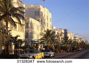 Stock Photo - art deco buildings 
lining a street 
on miami beach, 
florida. fotosearch 
- search stock 
photos, pictures, 
images, and photo 
clipart