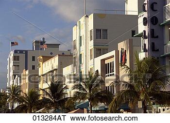 Stock Photo - art deco buildings 
lining a street 
on miami beach, 
florida. fotosearch 
- search stock 
photos, pictures, 
images, and photo 
clipart