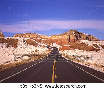 Stock Photo - open winding road 
leading to canyon 
and rock formations, 
arizona, usa. 
fotosearch - search 
stock photos, 
pictures, images, 
and photo clipart