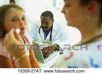Stock Photo - pediatric female 
nurse taking young 
girl's temperature 
with digital. 
fotosearch - search 
stock photos, 
pictures, images, 
and photo clipart