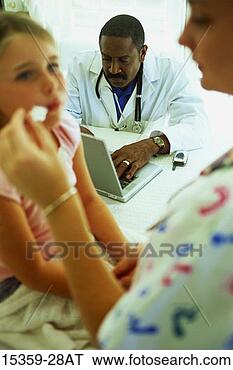 Stock Photo - pediatric female 
nurse taking young 
girl's temperature 
with digital. 
fotosearch - search 
stock photos, 
pictures, images, 
and photo clipart
