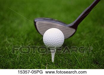 Stock Photo - golf club (wood) 
and golf ball 
on tee on golf 
course,  property. 
fotosearch - search 
stock photos, 
pictures, images, 
and photo clipart