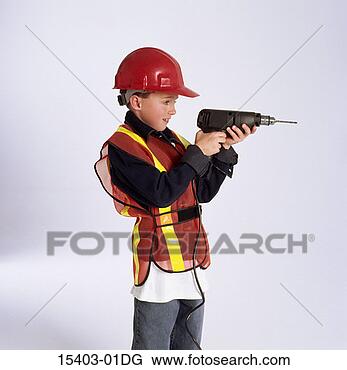 Stock Photo - boy in construction 
worker outfit 
holding drill. 
fotosearch - search 
stock photos, 
pictures, images, 
and photo clipart