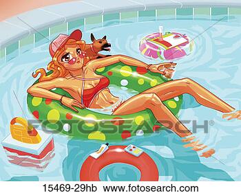 Banque d'Illustrations - femme, chien, 
mission, anneau, 
natation, piscine. 
fotosearch - recherchez 
des cliparts, 
des illustrations, 
des dessins et 
des images vectorises 
au format eps