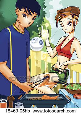 Stock Illustration - teens grilling 
on outdoor deck. 
fotosearch - search 
clipart, illustration, 
drawings and vector 
eps graphics images
