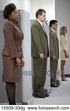 Stock Photo - co-workers standing 
in front of their 
cubicles in a 
row. fotosearch 
- search stock 
photos, pictures, 
images, and photo 
clipart