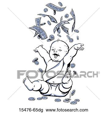 Clip Art - baby showered 
with money. fotosearch 
- search clipart, 
illustration, 
drawings and vector 
eps graphics images