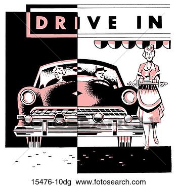Clip Art - car at a drive-in. 
fotosearch - search 
clipart, illustration, 
drawings and vector 
eps graphics images