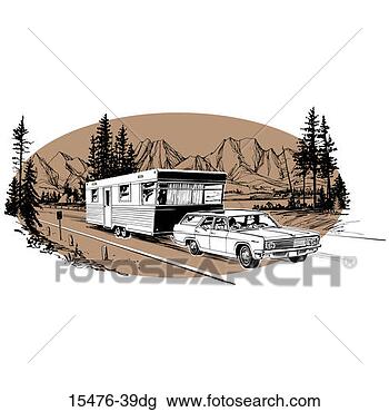 Clip Art - car pulling a 
trailer. fotosearch 
- search clipart, 
illustration, 
drawings and vector 
eps graphics images