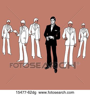 Clip Art - man in black suit 
surrounded by 
men in white suits. 
fotosearch - search 
clipart, illustration, 
drawings and vector 
eps graphics images