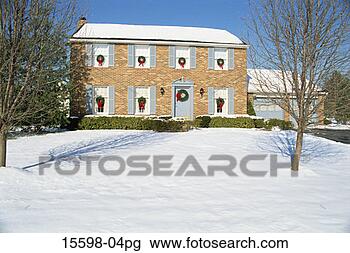 Banco de Imagem - casa,  natal, 
 decorações. fotosearch 
- busca de fotos, 
imagens e clipart