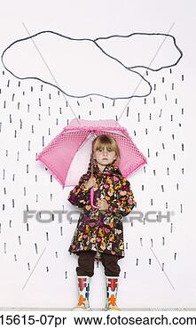 Banco de Imagem - menina,  guarda-chuva. 
fotosearch - busca 
de fotos, imagens 
e clipart