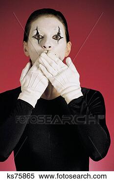 Stock Image - mime covering 
mouth. fotosearch 
- search stock 
photos, pictures, 
images, and photo 
clipart