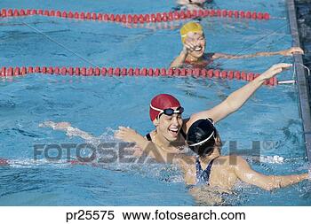 Stock Image - swim race; victory. 
fotosearch - search 
stock photos, 
pictures, images, 
and photo clipart