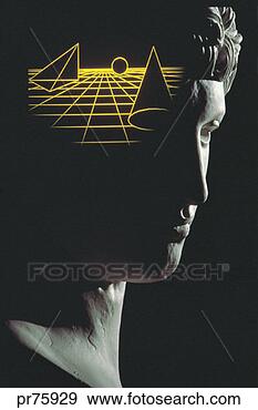 Stock Photograph - statue with shapes 
in head. fotosearch 
- search stock 
photos, pictures, 
images, and photo 
clipart