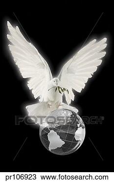 Stock Photo - dove with olive 
branch in mouth 
hovering over 
globe. fotosearch 
- search stock 
photos, pictures, 
images, and photo 
clipart