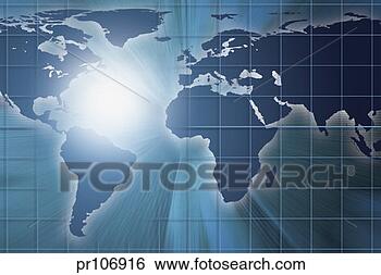 Stock Photo - world map with 
light shining 
behind it. fotosearch 
- search stock 
photos, pictures, 
images, and photo 
clipart