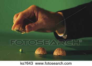 Stock Photo - businessman lifting 
chestnut shell 
to reveal pea. 
fotosearch - search 
stock photos, 
pictures, images, 
and photo clipart