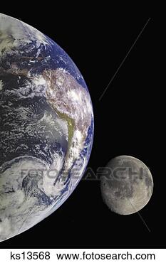 Stock Photo - earth with moon. 
fotosearch - search 
stock photos, 
pictures, images, 
and photo clipart