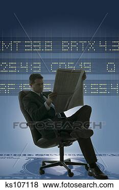 Stock Photo - man reading newspaper 
with stocks ticker 
background. fotosearch 
- search stock 
photos, pictures, 
images, and photo 
clipart