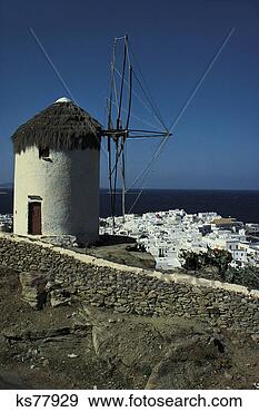 Stock Photograph - windmill, mykonos, 
greece. fotosearch 
- search stock 
photos, pictures, 
images, and photo 
clipart