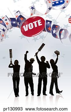 Stock Photo - supporters at 
political rally 
with patriotic 
ribbon and vote 
pin. fotosearch 
- search stock 
photos, pictures, 
images, and photo 
clipart