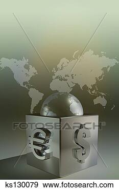 Stock Photograph - globe in a box 
with currency 
signs. fotosearch 
- search stock 
photos, pictures, 
images, and photo 
clipart