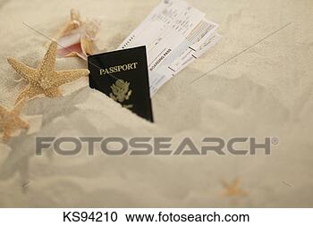 Stock Photography - beach sand, shells, 
passport, airline 
tickets. fotosearch 
- search stock 
photos, pictures, 
images, and photo 
clipart