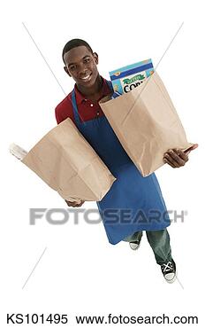 Stock Image - teenage supermarket 
employee, portrait. 
fotosearch - search 
stock photos, 
pictures, images, 
and photo clipart