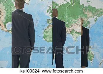 Stock Photo - businesspeople 
with world map. 
fotosearch - search 
stock photos, 
pictures, images, 
and photo clipart