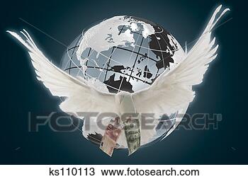 Stock Photo - dove carrying 
euro and american 
dollar, globe 
in background. 
fotosearch - search 
stock photos, 
pictures, images, 
and photo clipart