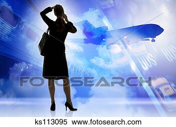 Stock Image - business woman 
talking on cell 
phone, silhouette. 
fotosearch - search 
stock photos, 
pictures, images, 
and photo clipart