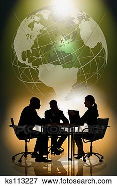 Picture - silhouetted business 
people with globe 
in background. 
fotosearch - search 
stock photos, 
pictures, images, 
and photo clipart