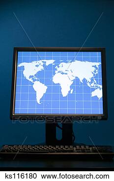Stock Photography - world map on a 
computer screen. 
fotosearch - search 
stock photos, 
pictures, images, 
and photo clipart