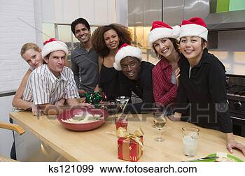 Stock Photograph - friends at christmas 
party, portrait. 
fotosearch - search 
stock photos, 
pictures, images, 
and photo clipart