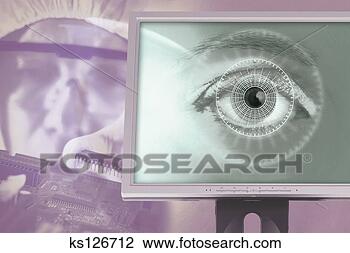 Banco de Imagem - human,  olho, 
 exibido,  computador, 
 monitor. fotosearch 
- busca de fotos, 
imagens e clipart