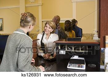 customers waiting for bank